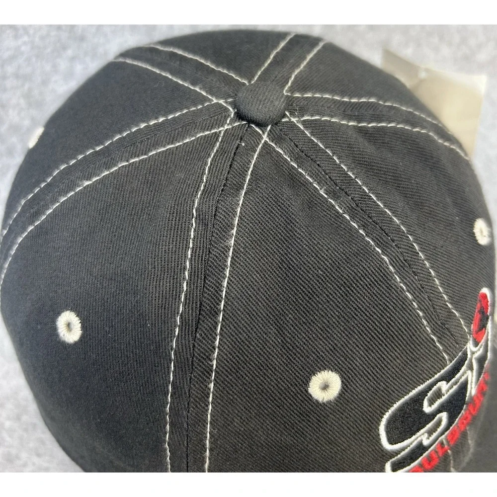 Saulsbury‎ SI Port Authority Hat Black Red Globe Logo Strapback Cap NWT